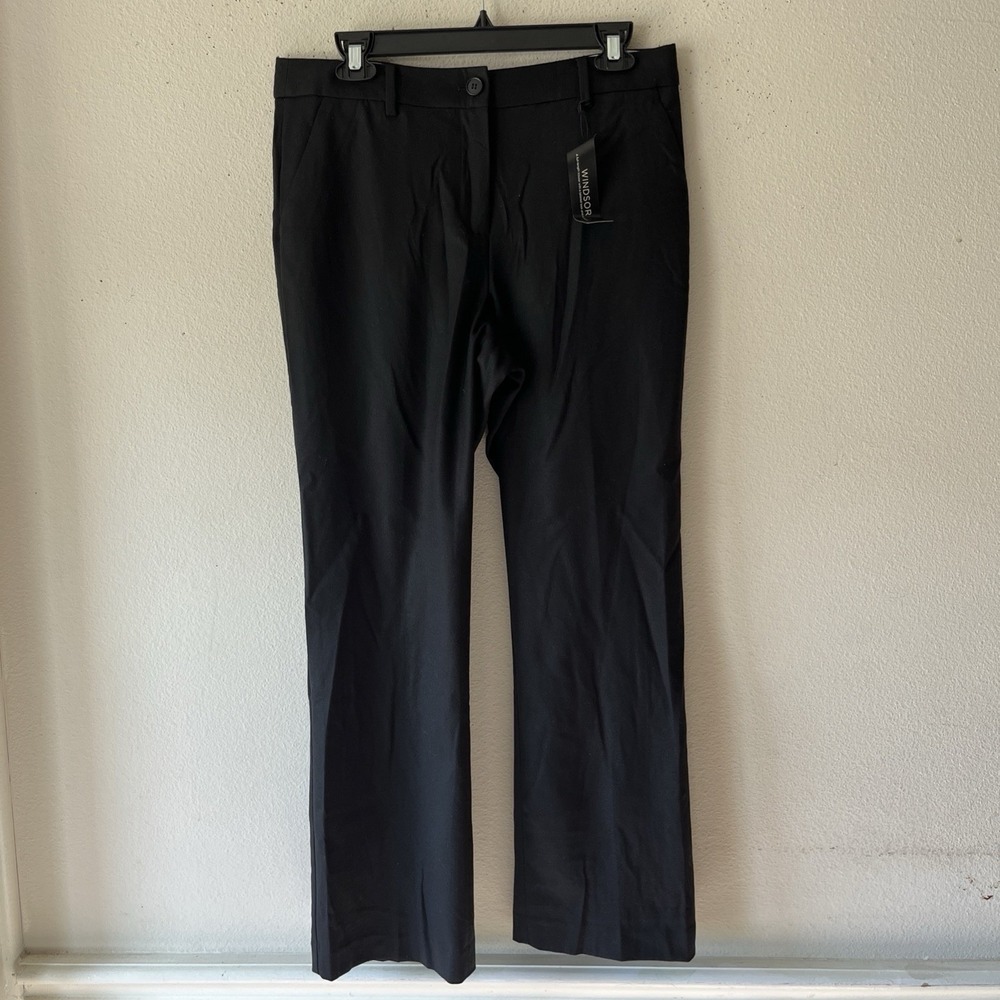 Talbots Curvy Woven In Italy Windsor Wide Leg Wool Black Dress Pant Slack 8P New